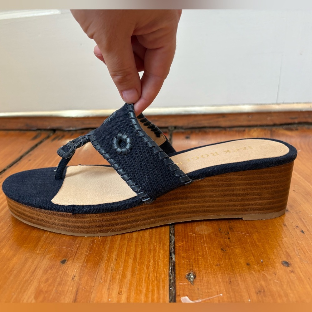 NWOT Jack Rogers Platform Wedge Flip Flop Sandals in Denim, US Women’s Size 8.5 - Picture 4 of 10